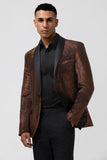 Brown Shawl Lapel One Button Men's Formal Blazer