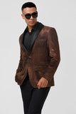 Brown Shawl Lapel One Button Men's Formal Blazer