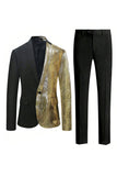 Sparkly Black Golden 2 Pieces One Button Notched Lapel Men's Formal Suits