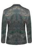 Dark Blue Jacquard Shawl Lapel Men's Formal Blazer