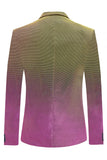 Purple Yellow Notched Lapel Men's Formal Blazer