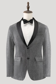 Grey Shawl Lapel Single Breasted Men's Formal Blazer