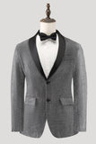 Grey Shawl Lapel Single Breasted Men's Formal Blazer