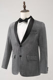 Grey Shawl Lapel Single Breasted Men's Formal Blazer