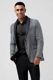 Sparkly Grey Shawl Lapel Slim Fit Men's Formal Blazer