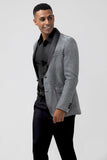 Sparkly Grey Shawl Lapel Slim Fit Men's Formal Blazer