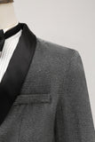 Grey Shawl Lapel Single Breasted Men's Formal Blazer