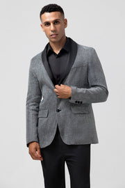 Sparkly Grey Shawl Lapel Slim Fit Men's Formal Blazer