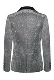 Sparkly Grey Shawl Lapel Slim Fit Men's Formal Blazer