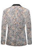 Leopard Printed Notched Lapel Men's Blazer