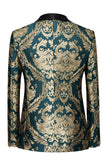 Dark Green Men's Formal Blazer with Embroidery