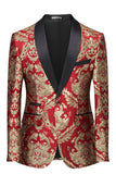 Dark Green Men's Formal Blazer with Embroidery