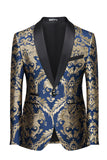 Dark Green Men's Formal Blazer with Embroidery