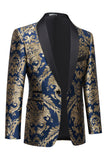 Dark Green Men's Formal Blazer with Embroidery