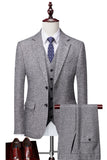 Grey Double Breasted 3 Pieces Men's Formal Suits