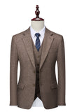 Brown Slim Fit 3 Pieces Double Breasted  Formal Men's Suits