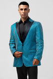 Peacock Blue Peak Lapel One Button 2 Piece Men's Formal Suits