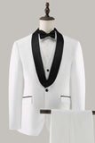 White Shawl Lapel 3 Piece One Button Men's Formal Suits