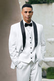 White Shawl Lapel One Button 3 Piece Men's Formal Suits