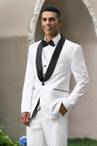 White Shawl Lapel One Button 3 Piece Men's Formal Suits