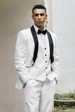 White Shawl Lapel One Button 3 Piece Men's Formal Suits