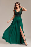 Sparkly Green Sequins Long Formal Dress With Slit