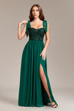 Sparkly Green Sequins Long Formal Dress With Slit