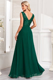 Sparkly Dark Green A Line Sequins Long Formal Dress with Ruffles