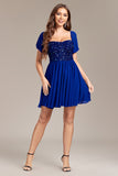 Sparkly Royal Blue A-Line Cocktail Dress with Sequins