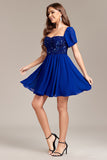 Sparkly Royal Blue A-Line Cocktail Dress with Sequins