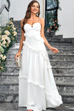 White A Line Sweetheart Spaghetti Straps Long Formal Dress