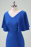 Royal Blue Bodycon Mother of Bride Dress with Short Sleeves