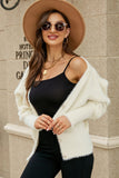 White V Neck Loose Drop Shoulder Long Sweater