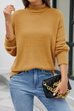 Blush Loose Long Sleeve High Collar Drop Shoulder Knit Sweater