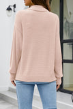 Blush Loose Long Sleeve High Collar Drop Shoulder Knit Sweater