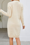 Apricot V Neck Knit Sweater with Long Sleeve