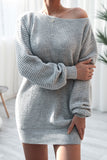 White Off The Shoulder Knitting Long Sleeve Sweater