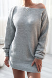 White Off The Shoulder Knitting Long Sleeve Sweater