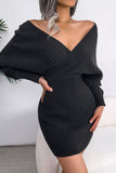 White Bodycon V Neck Ribbed Knitted Sweater