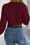 Burgundy Long Sleeves Knit Winter Sweater