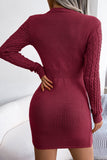 Black Hollow Knit Long Sleeves Tight Sweater