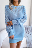 Blush Hollow Knit Long Sleeves Sweater with Belt