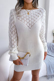 Blush Hollow Knit Long Sleeves Sweater with Belt