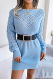 Blush Hollow Knit Long Sleeves Sweater with Belt