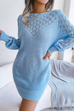 Blush Hollow Knit Long Sleeves Sweater with Belt