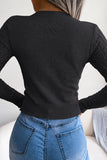 Black Hollow Knit Long Sleeves Tight Sweater