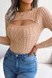 Black Hollow Knit Long Sleeves Tight Sweater