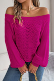 Fuchsia Off the Shoulder Long Sleeves Knit Sweater