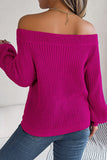 Fuchsia Off the Shoulder Long Sleeves Knit Sweater