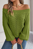 Fuchsia Off the Shoulder Long Sleeves Knit Sweater